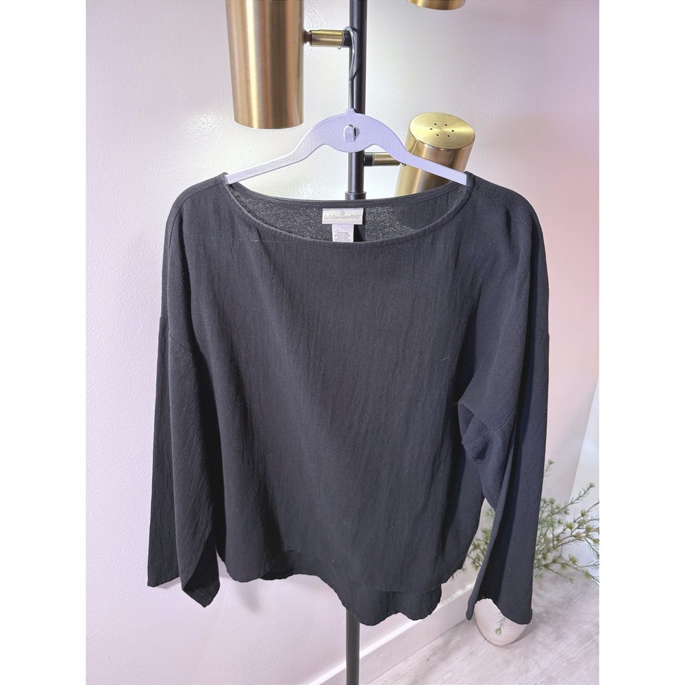 Soft Surroundings top LG gauze cotton boxy loose fit elevated tunic flare sleeve